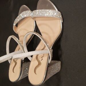 Nina Sabetha silver Suedette Rhinestone evening sandal